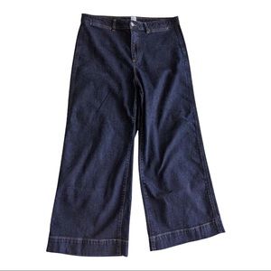 GAP Dark Wash High Waist Wide Leg Cropped Denim Size 14